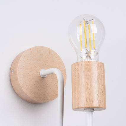 Væglampe TIMBO 1xE27/15W/230V hvid/beige/bøg