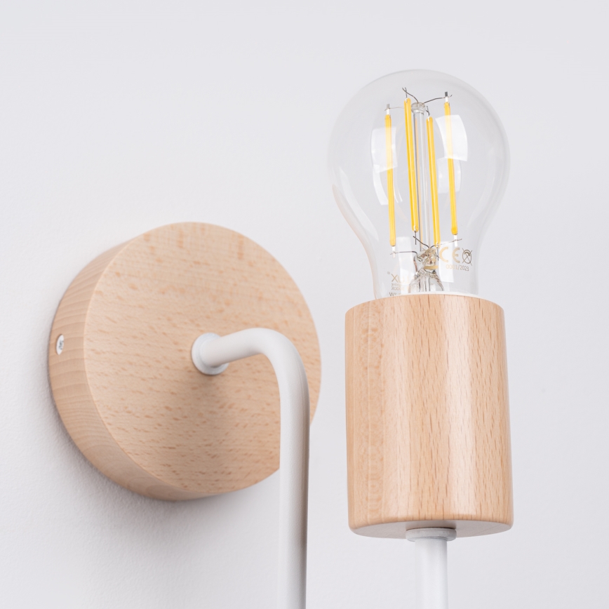 Væglampe TIMBO 1xE27/15W/230V hvid/beige/bøg