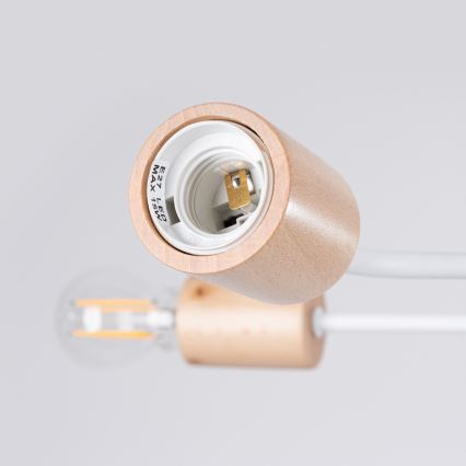 Loftlampe TIMBO 4xE27/15W/230V hvid/beige/bøg