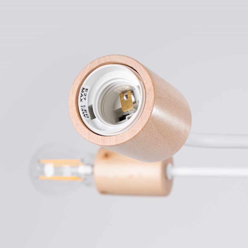 Loftlampe TIMBO 4xE27/15W/230V hvid/beige/bøg