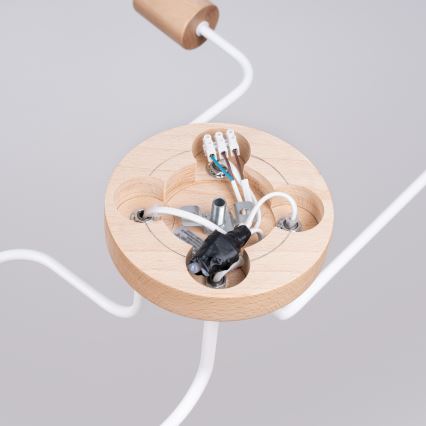 Loftlampe TIMBO 4xE27/15W/230V hvid/beige/bøg