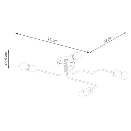 Loftlampe TIMBO 4xE27/15W/230V hvid/beige/bøg