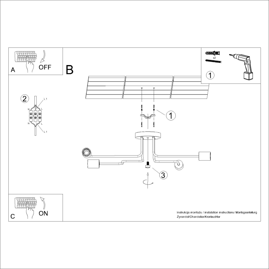Loftlampe TIMBO 4xE27/15W/230V hvid/beige/bøg