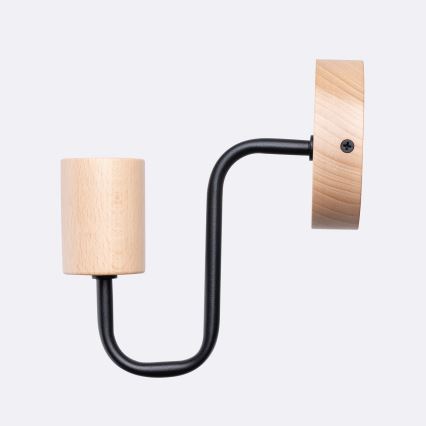 Væglampe TIMBO 1xE27/15W/230V sort/beige/bøg