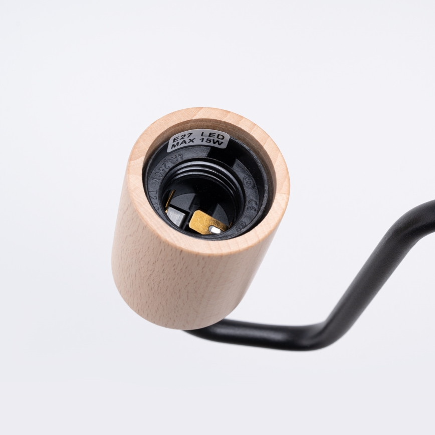 Væglampe TIMBO 1xE27/15W/230V sort/beige/bøg