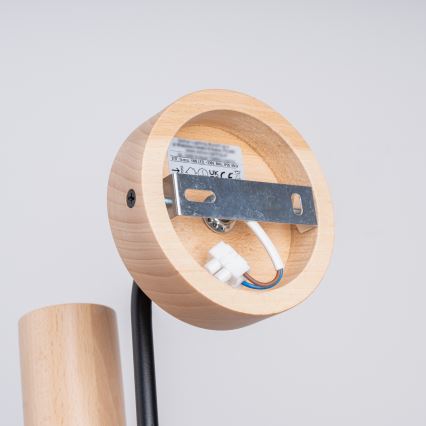 Væglampe TIMBO 1xE27/15W/230V sort/beige/bøg
