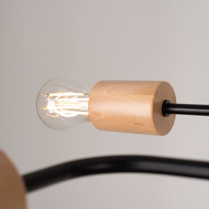 Loftlampe TIMBO 6xE27/15W/230V sort/beige/bøg