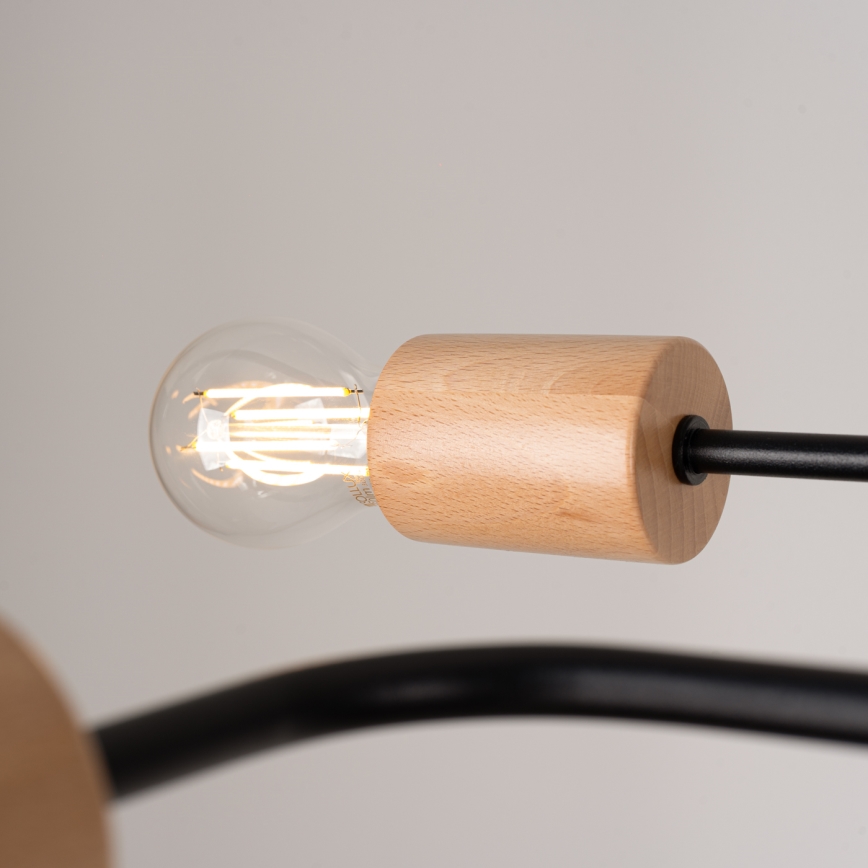 Loftlampe TIMBO 6xE27/15W/230V sort/beige/bøg