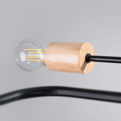 Loftlampe TIMBO 6xE27/15W/230V sort/beige/bøg