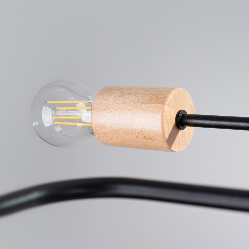 Loftlampe TIMBO 6xE27/15W/230V sort/beige/bøg