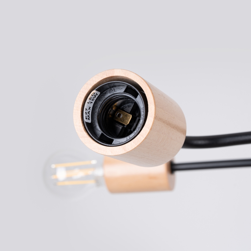 Loftlampe TIMBO 6xE27/15W/230V sort/beige/bøg