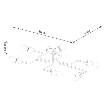 Loftlampe TIMBO 6xE27/15W/230V sort/beige/bøg