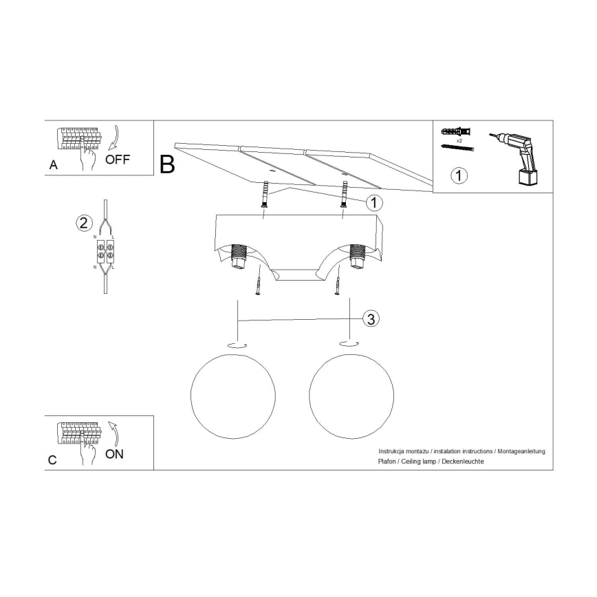 Loftlampe BULBO 2xG9/8W/230V bøg/hvid