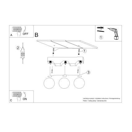 Loftlampe BULBO 3xG9/8W/230V bøg/hvid