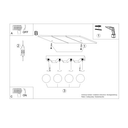 Loftlampe BULBO 4xG9/8W/230V bøg/hvid