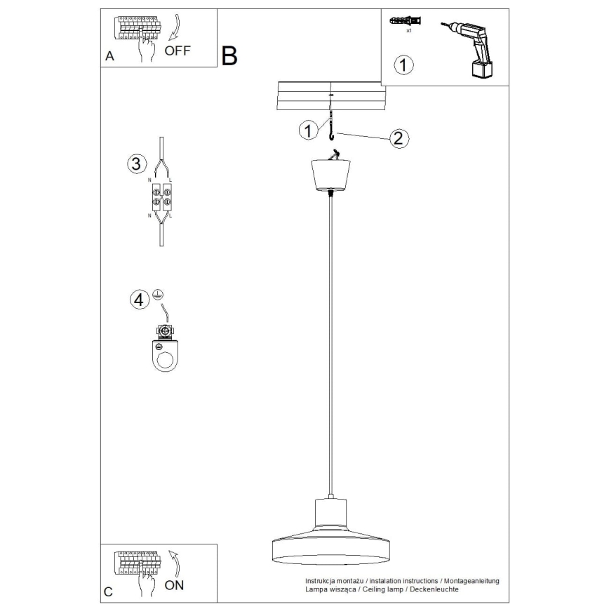 Pendel BILO 1xE27/15W/230V diameter 35 cm grøn