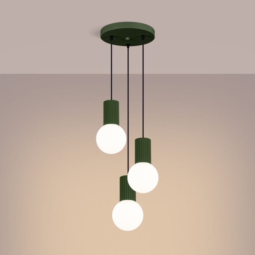 Pendel HALO 3xG9/8W/230V diameter 25 cm grøn