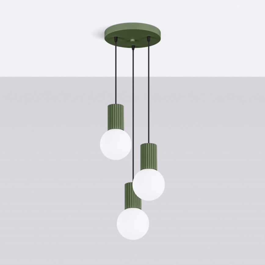 Pendel HALO 3xG9/8W/230V diameter 25 cm grøn