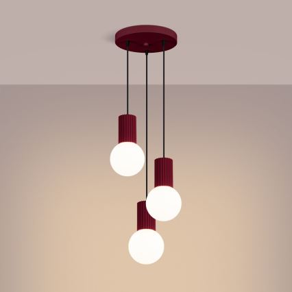 Pendel HALO 3xG9/8W/230V diameter 25 cm rød