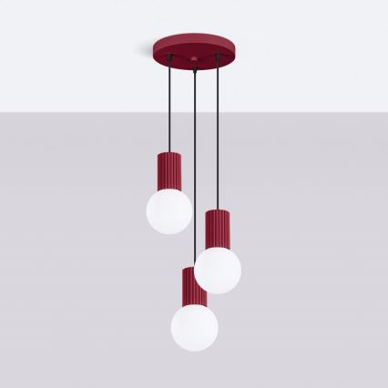 Pendel HALO 3xG9/8W/230V diameter 25 cm rød