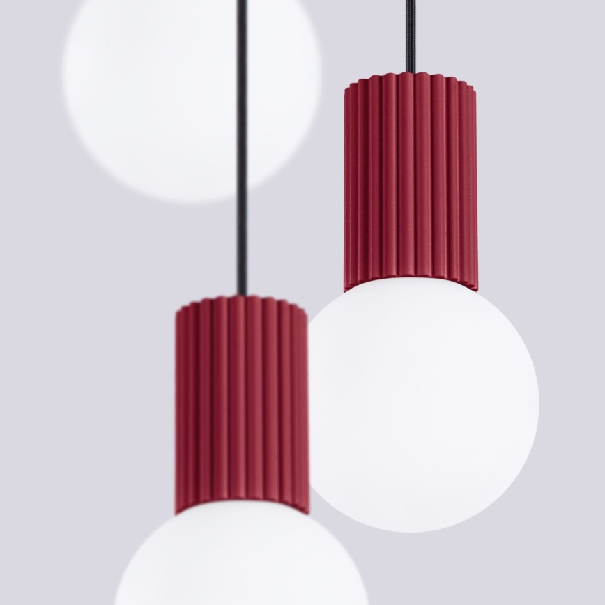 Pendel HALO 3xG9/8W/230V diameter 25 cm rød