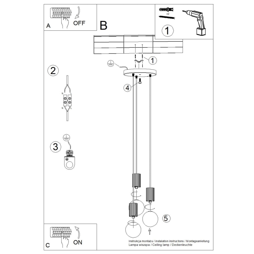 Pendel HALO 3xG9/8W/230V diameter 25 cm lyserød