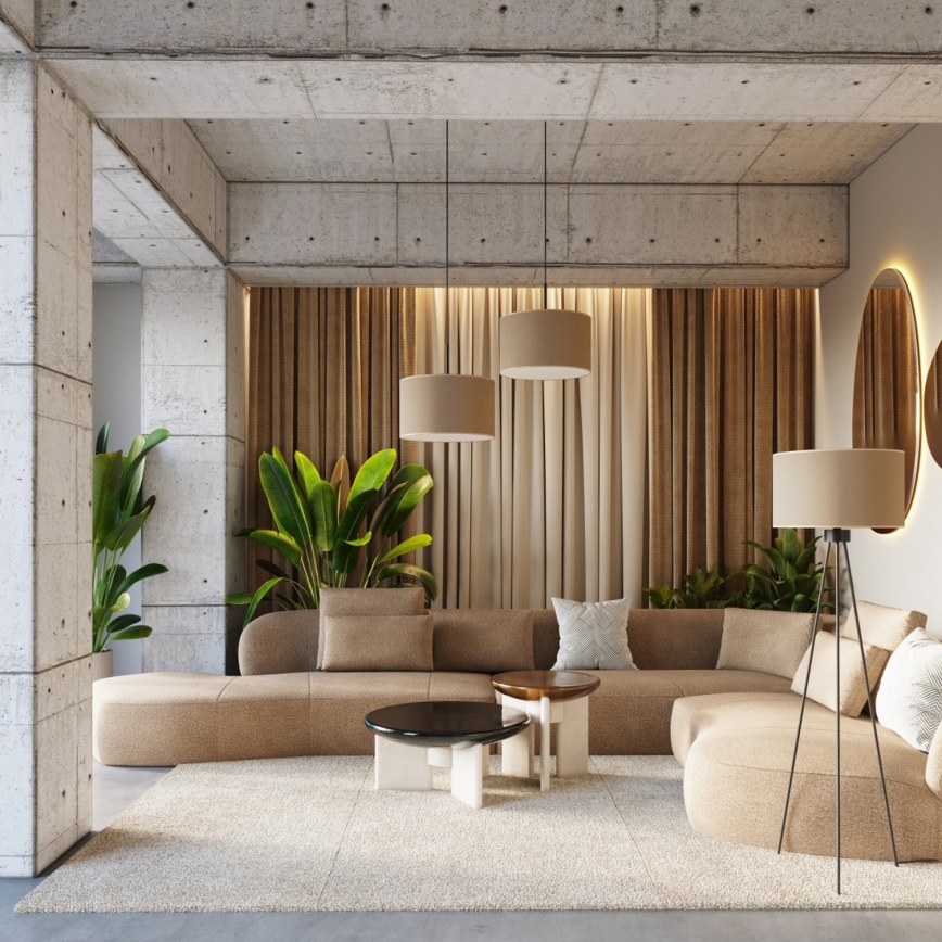 Pendel på ledning NEVIA 1xE27/15W/230V Ø 40 cm taupe