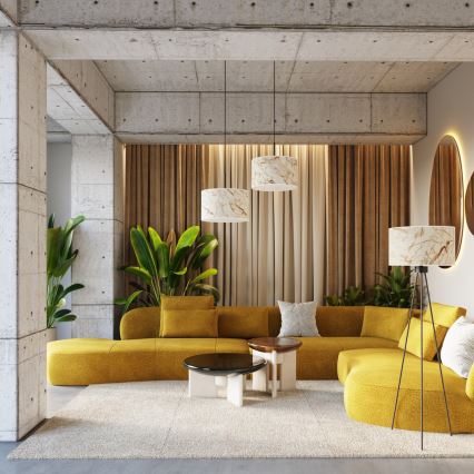 Gulvlampe NEVIA 1xE27/15W/230V beige/marmorfinish