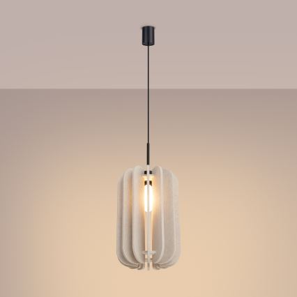 Pendel på ledning MULA 1xE27/15W/230V Ø 27 cm cremefarvet
