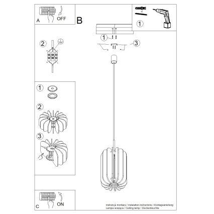 Pendel på ledning MULA 1xE27/15W/230V Ø 27 cm cremefarvet