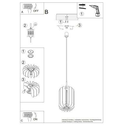 Pendel på ledning MULA 1xE27/15W/230V Ø 27 cm gul