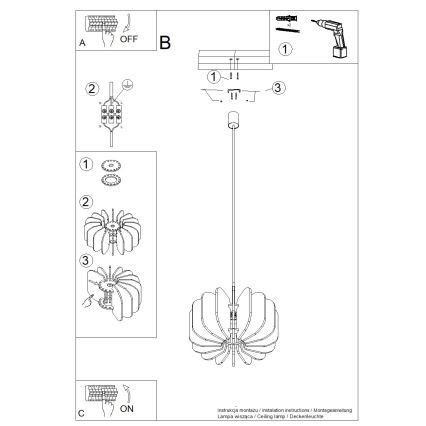 Pendel med kabel MULA 1xE27/15W/230V Ø 45 cm blå