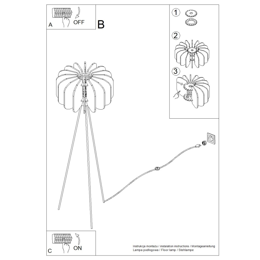 Gulvlampe MULA 1xE27/15W/230V gul
