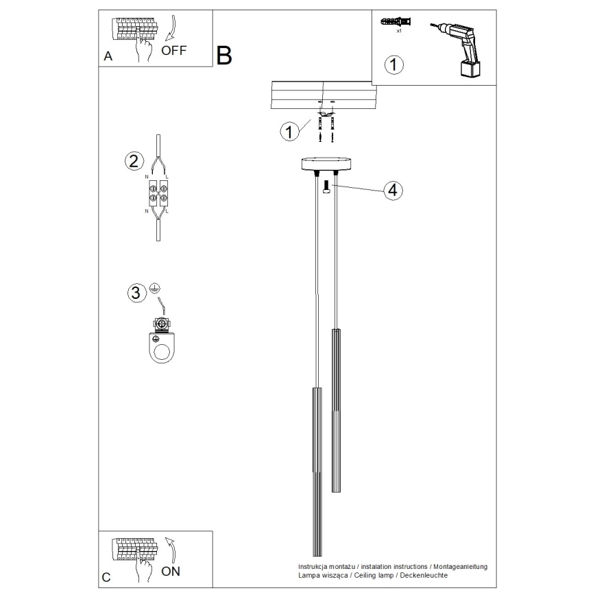 Loftpendel på kabel ARCHE 2xG9/8W/230V hvid