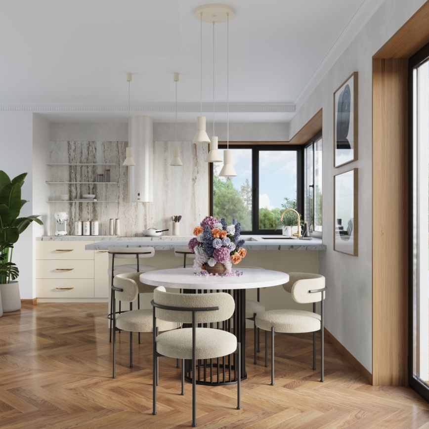 Pendel på kabel ESTRIA 3xE14/10W/230V Ø 30 cm cremefarvet