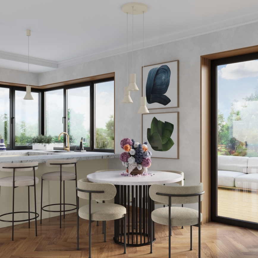 Pendel på kabel ESTRIA 3xE14/10W/230V Ø 30 cm cremefarvet