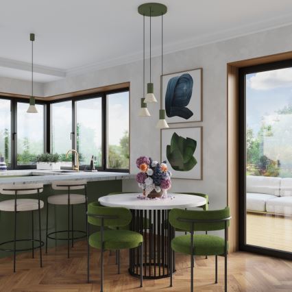 Pendel på kabel ESTRIA 3xE14/10W/230V Ø 30 cm grøn