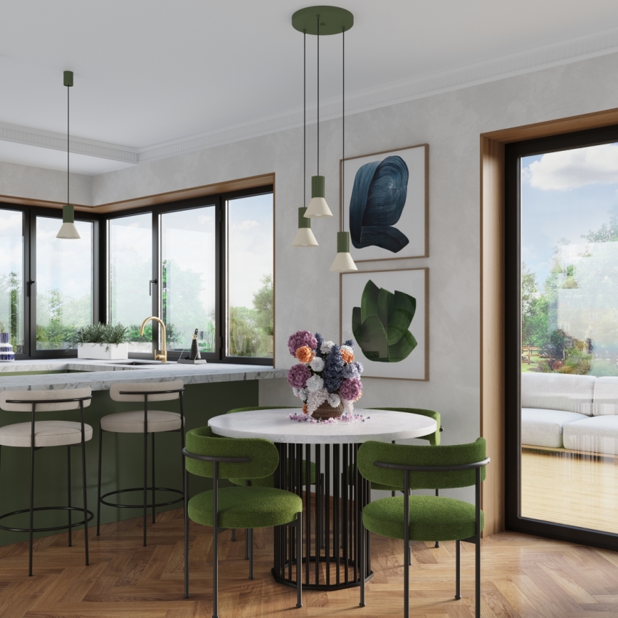 Pendel på kabel ESTRIA 3xE14/10W/230V Ø 30 cm grøn