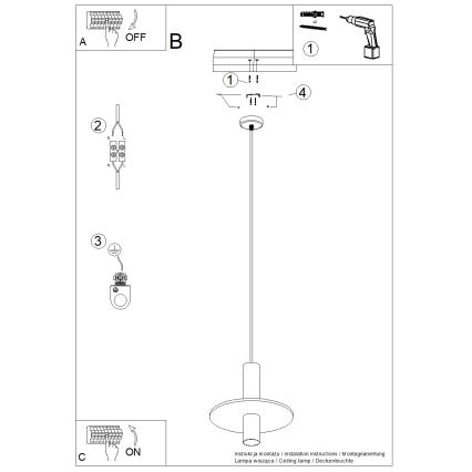 Pendellampe PELTA på wire 1xGU10/10W/230V sort/creme