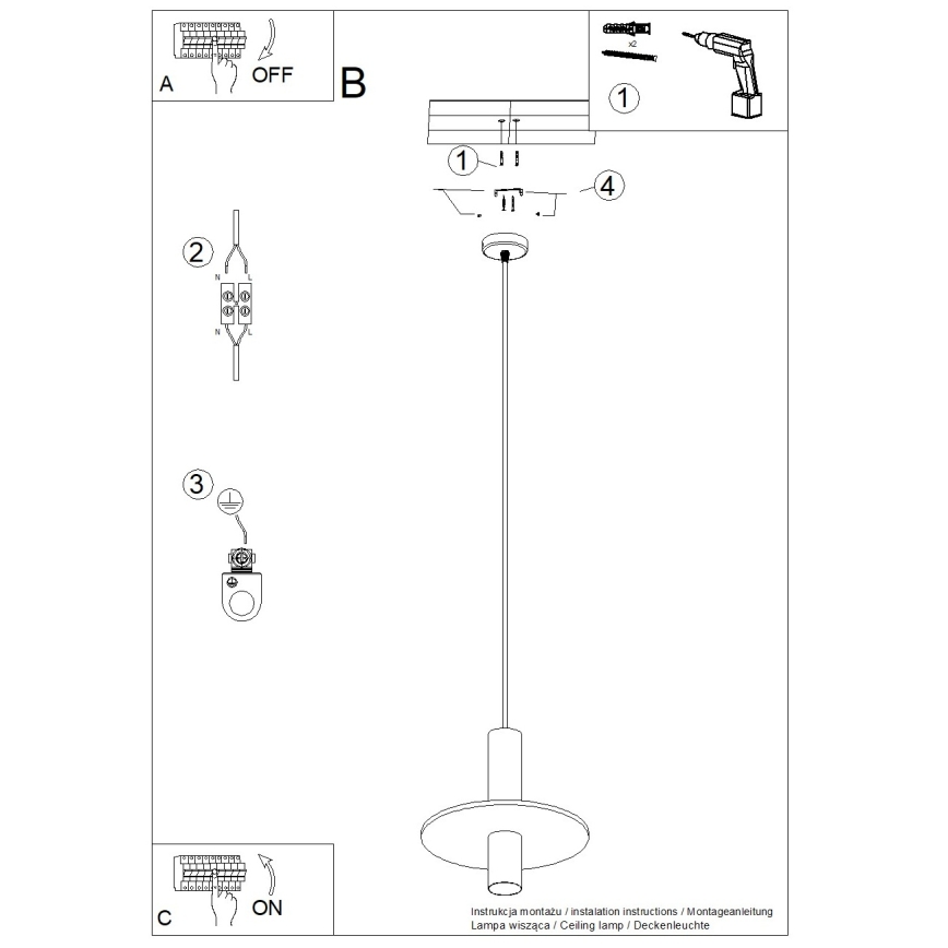 Pendellampe på kabel PELTA 1xGU10/10W/230V sort/blå