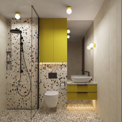 Badeværelsesloftlampe ZORI 1xG9/8W/230V Ø 12 cm IP44 gul