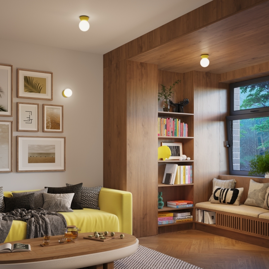 Badeværelsesloftlampe ZORI 1xG9/8W/230V Ø 12 cm IP44 gul