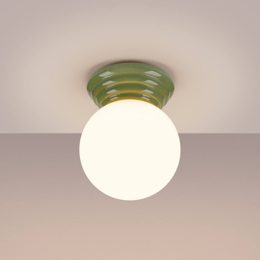 Badeværelsesloftlampe ZORI 1xG9/8W/230V Ø12 cm IP44 grøn