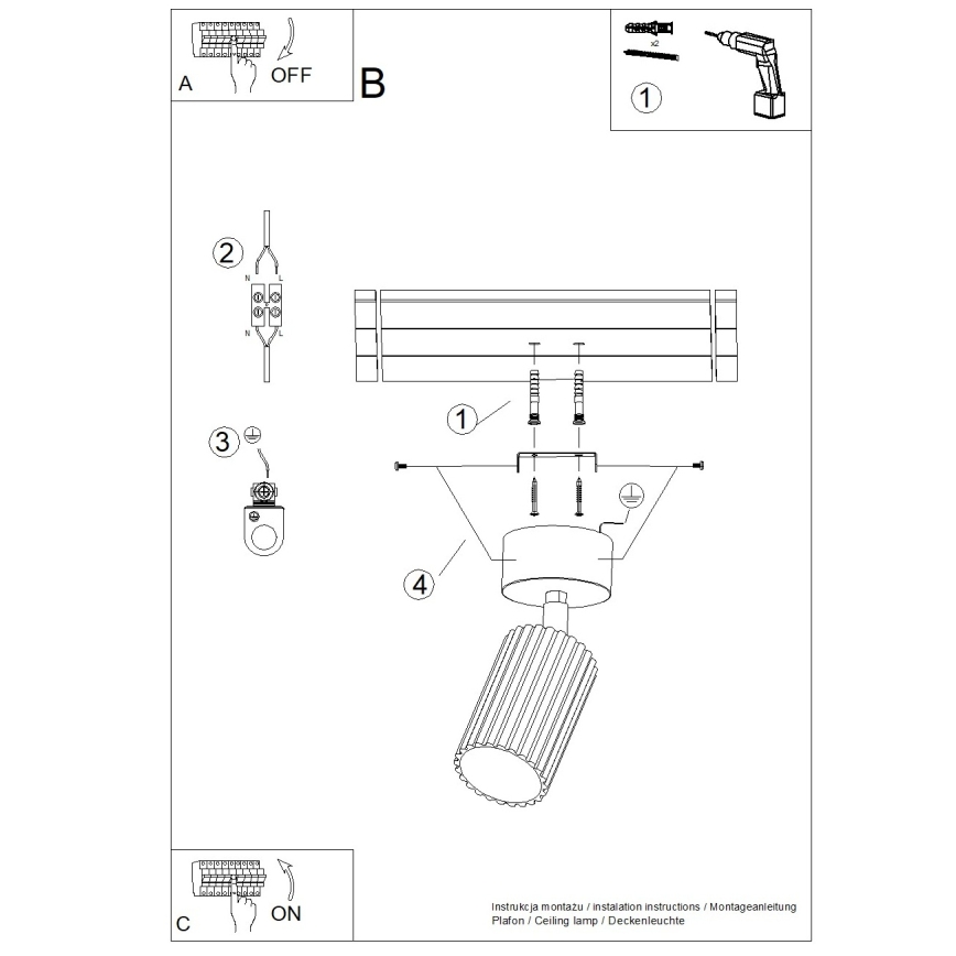 Spotlampe KARBON 1xGU10/10W/230V sort