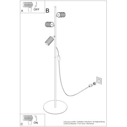 Gulvlampe KARBON 3xGU10/10W/230V hvid