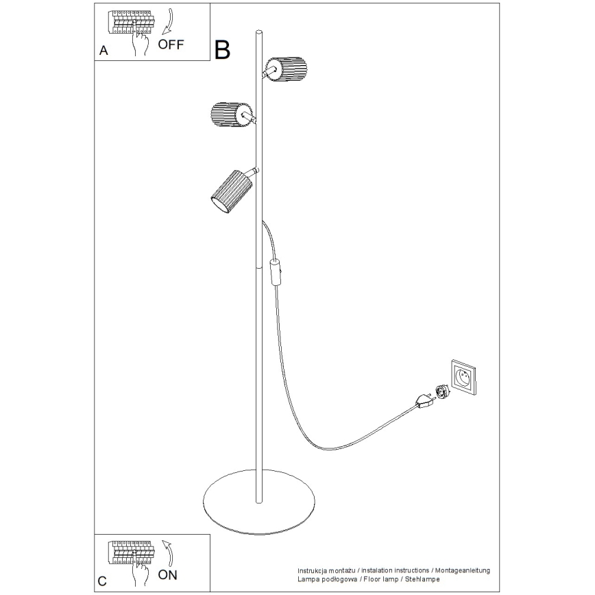 Gulvlampe KARBON 3xGU10/10W/230V hvid
