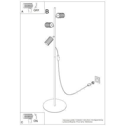 Gulvlampe KARBON 3xGU10/10W/230V cremefarvet