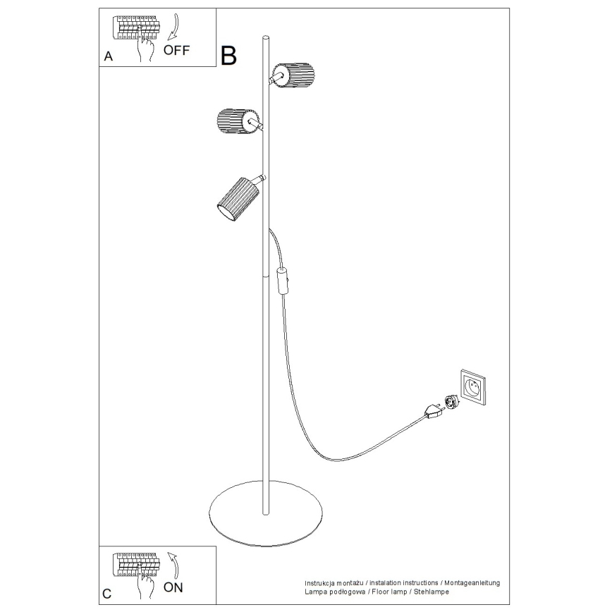 Gulvlampe KARBON 3xGU10/10W/230V cremefarvet