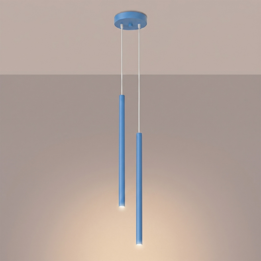Pendellampe på ledning PASTELO 2xG9/8W/230V blå