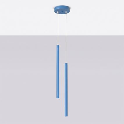Pendellampe på ledning PASTELO 2xG9/8W/230V blå